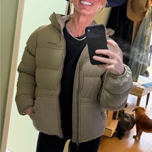 Filson Olive Green Quilted Hooded Puffer Jacket